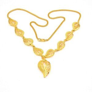 22K Yellow Gold Diamond Cut Brushed Necklace 16.5"